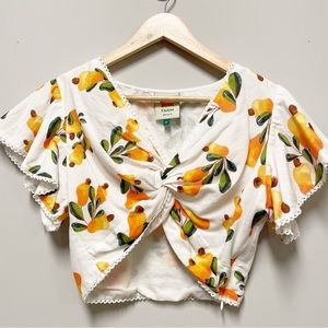 Farm Rio Mini Cashew Twist Front Crop Top Size M (runs small)